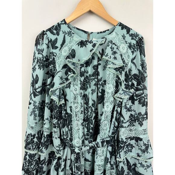 Anthropologie BHLDN Camila Long-Sleeve Chiffon Mini Dress Size Medium - Picture 12 of 16